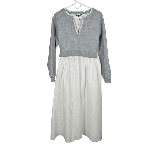Strut & Bolt Dresses & Skirts - NWT Strut & Bolt Embroidered Poplin Shirt Dress, Grey/Off White, Size S